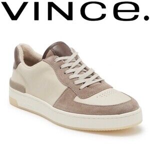 NIB Vince Rendel Suede Leather Retro Lace Up Sneakers In Woodsmoke Shoes 5 M